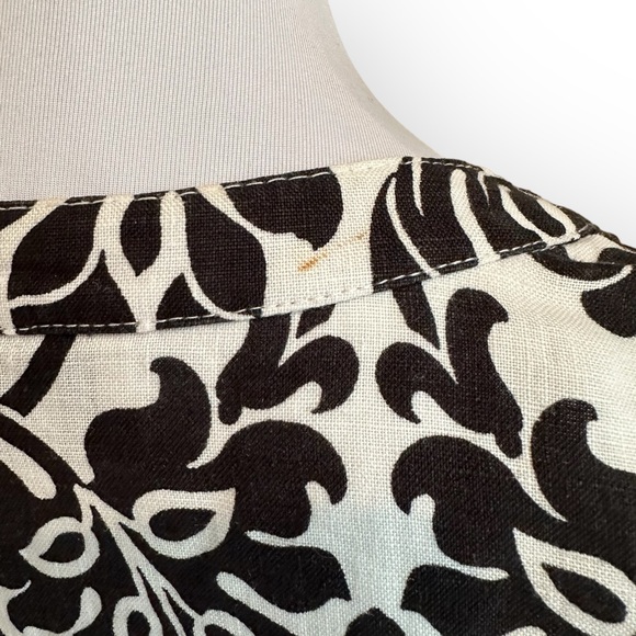 Jones New York Women's Black White Linen Tunic Top Blouse Large - Picture 4 of 4